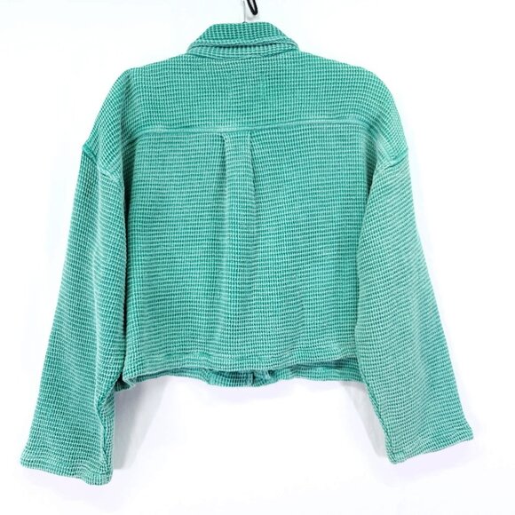 BDG Jersey Chore Waffle Jacket Size XS Oversized Cropped Boxy Button Front - Picture 3 of 13